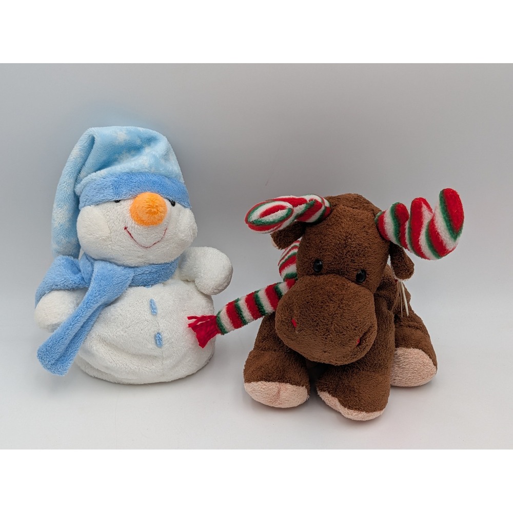 Ty Pluffies Plush Merry Moose Windchill Snowman Christmas Holiday Lot